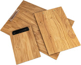 Holz Klemmbrett aus FSC® Eiche Kleinastig beidseitig gebürstet - DIN A4 - Briefklemme Schwarz -