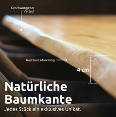 Tischplatte Esstisch Eiche Massivholz mit Baumkante
