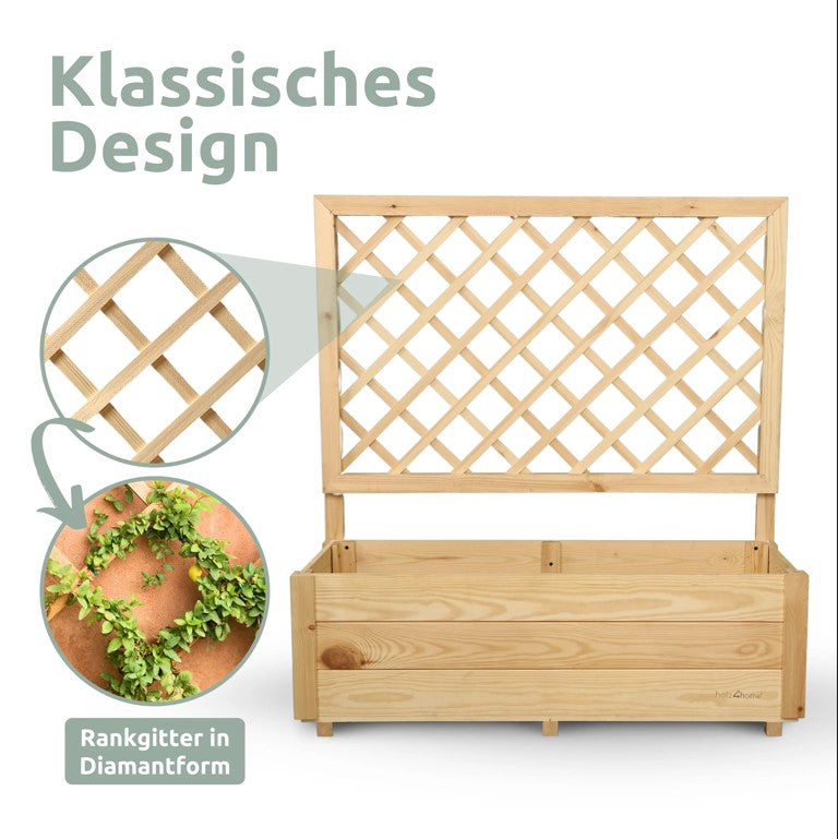 Pflanzkasten mit Rankgitter/Spalier aus Kiefer