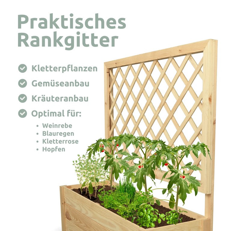 Pflanzkasten mit Rankgitter/Spalier aus Kiefer