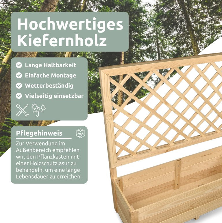 Pflanzkasten mit Rankgitter/Spalier aus Kiefer