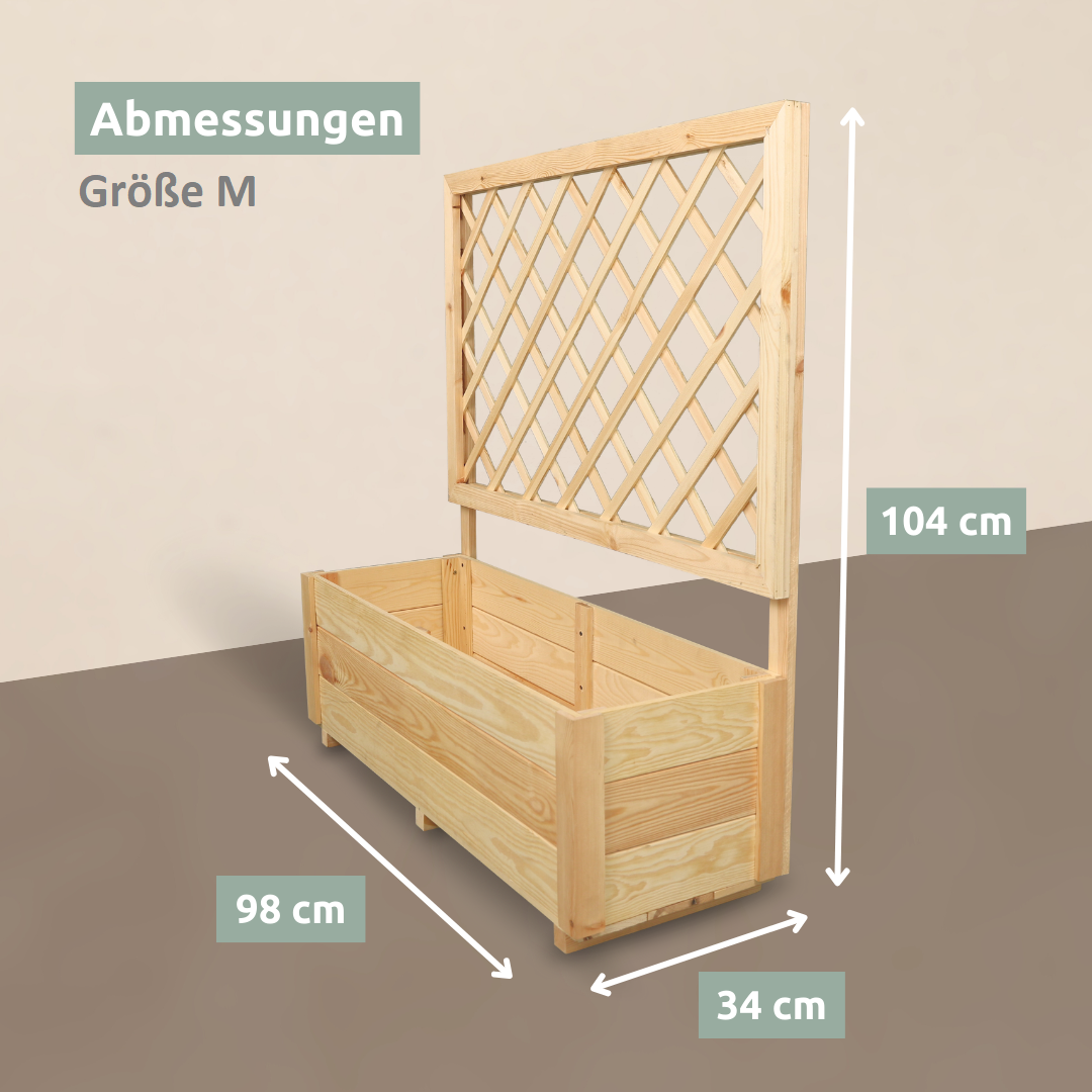 Pflanzkasten mit Rankgitter/Spalier aus Kiefer