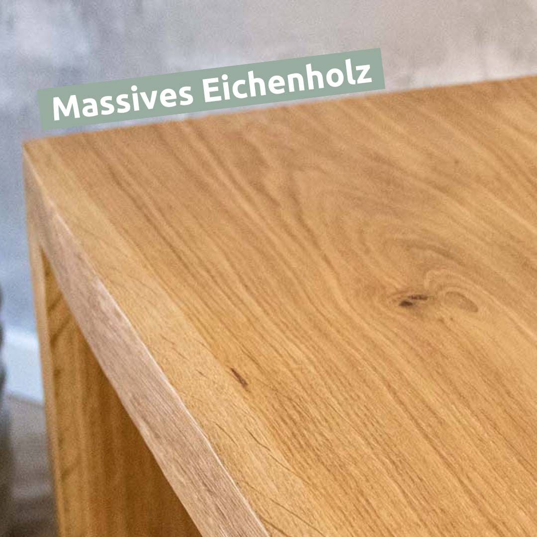 Solid wood stool bench made of oak with tree edge