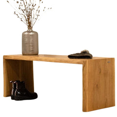 Solid wood stool bench made of oak with tree edge
