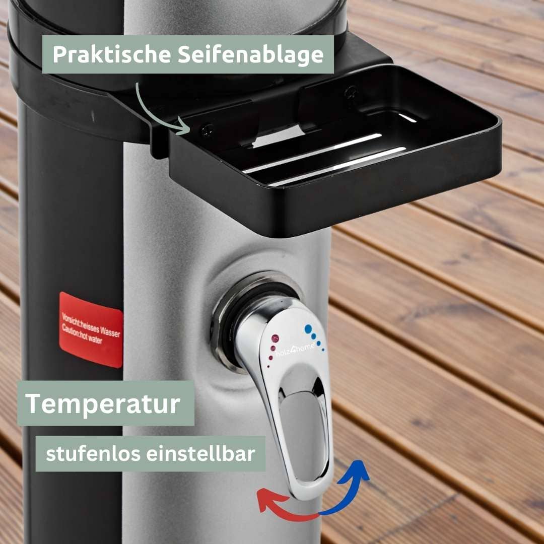 Solardusche mit Wasserspeicher für Garten, Pool und Camping - Gartendusche inkl. Schutzhülle