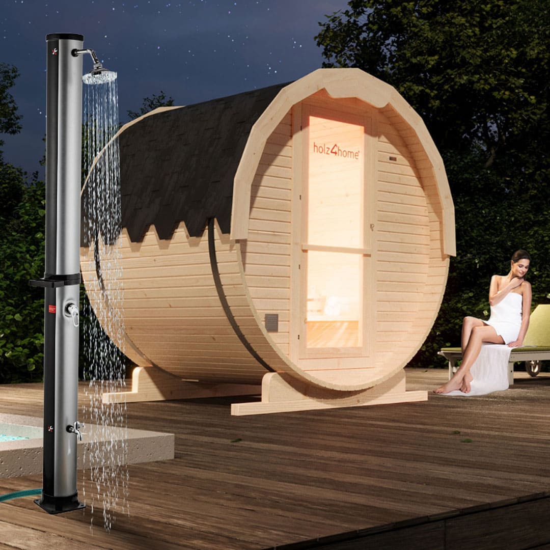 Solardusche mit Wasserspeicher für Garten, Pool und Camping - Gartendusche inkl. Schutzhülle