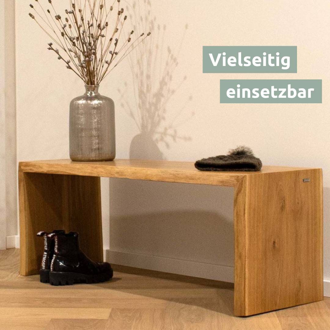 Solid wood stool bench made of oak with tree edge